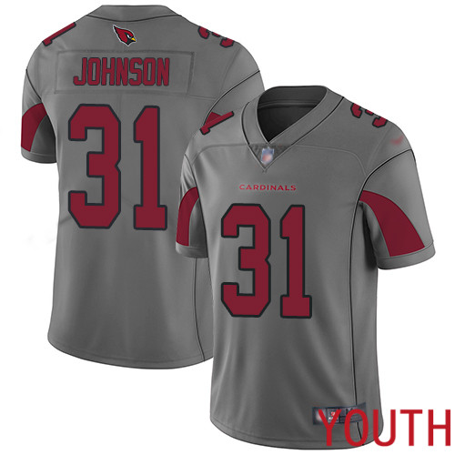 Arizona Cardinals Limited Silver Youth David Johnson Jersey NFL Football 31 Inverted Legend